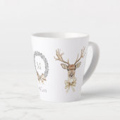 Hert met strik Kerstmis  Latte Mok (Rechterhoek)