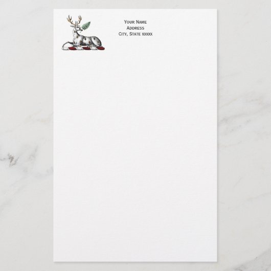 Hert met varen Heraldisch embleem Briefpapier (Voorkant)