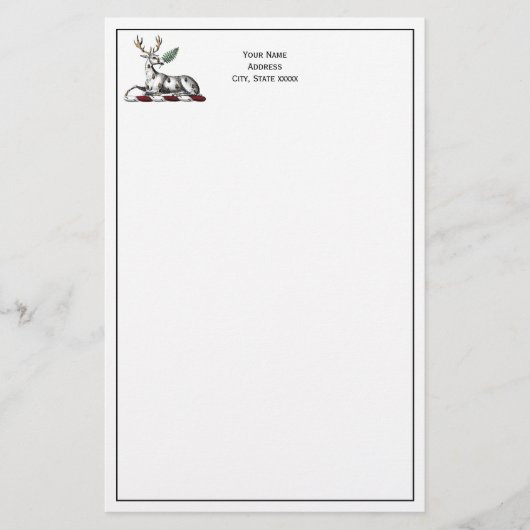 Hert met varen Heraldisch embleem Briefpapier (Voorkant)