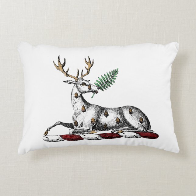 Hert met varen Heraldisch embleem Decoratief Kussen (Voorkant)