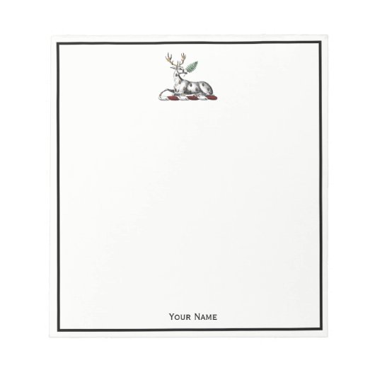 Hert met varen Heraldisch embleem Notitieblok (Voorkant)