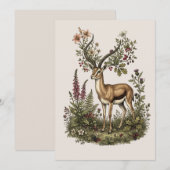 Hert met wilde bloem kaart (Voorkant / Achterkant)