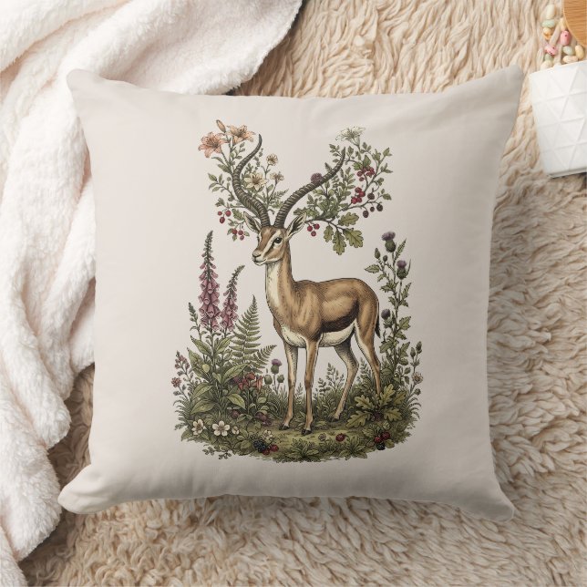Hert met wilde bloem kussen (Deken)