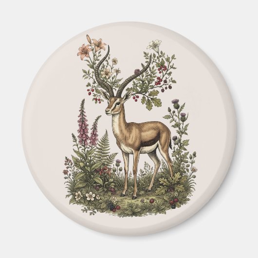 Hert met wilde bloem magneet (Voorkant)