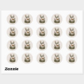 Hert met wilde bloem ronde sticker (Vel)