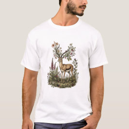 Hert met wilde bloem t-shirt