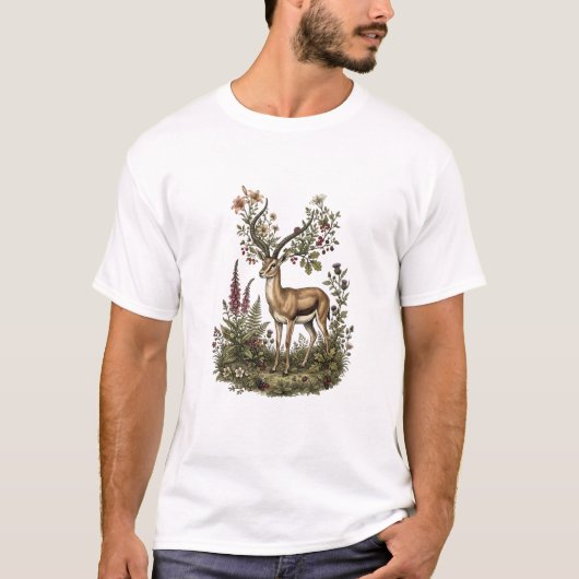 Hert met wilde bloem t-shirt (Voorkant)