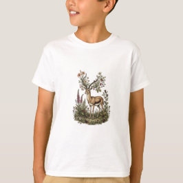 Hert met wilde bloem t-shirt