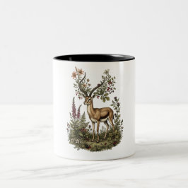 Hert met wilde bloem tweekleurige koffiemok