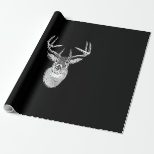 Hert met zwarte achtergrond en witte staart herten cadeaupapier