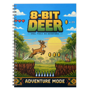 Hert, Retro 8-Bit Pixel Art Notitieboek