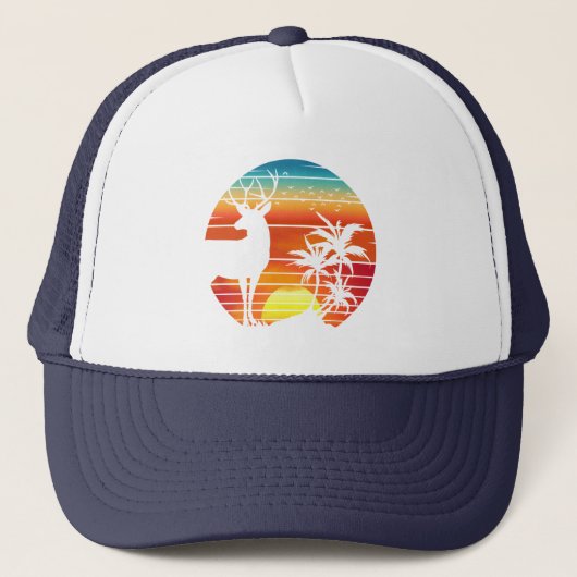 HERT RETRO JACHT GESCHENK TRUCKER PET (Voorkant)