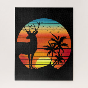 HERT RETRO ZONSONDERGANG  LEGPUZZEL