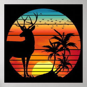 HERT RETRO ZONSONDERGANG POSTER