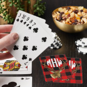 Hert Rood Zwart Wit Cirkel Monogram Buffalo Plaid Pokerkaarten (Insitu)