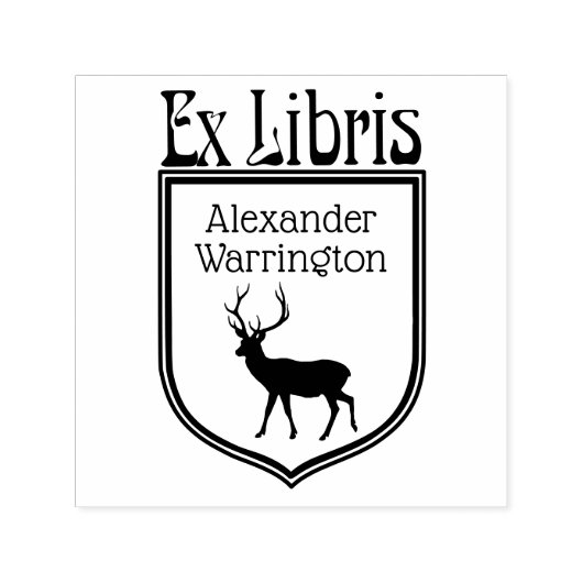 Hert Silhouet Crest Ex Libris Boeknaam Zelfinktende Stempel (Design)