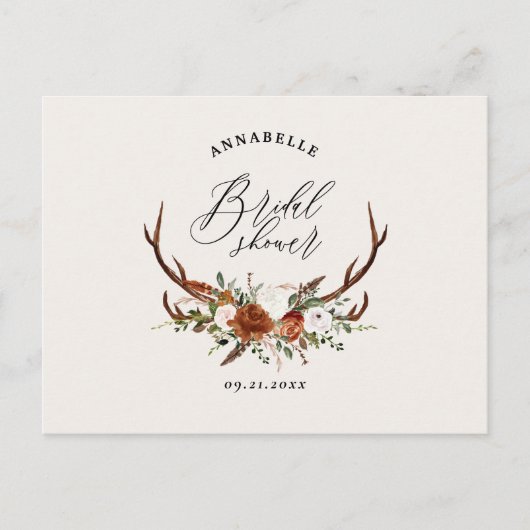 Hert terracotta roest florale elegante bruidsdouch briefkaart (Voorkant)