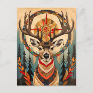 Hert Totem – Sierlijke Art Deco Geest Briefkaart