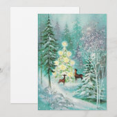 Hert uit grootmoeders tijd in de sneeuw feestdagenkaart (Voorkant / Achterkant)