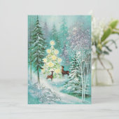 Hert uit grootmoeders tijd in de sneeuw feestdagenkaart (Staand voorkant)