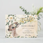 hert van bosgebied - 1 ^ e verjaardag - uitnodigin kaart (Staand voorkant)