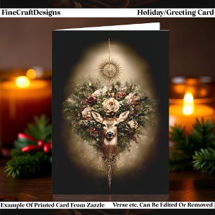 Hert van het Wandelende Jaar, Yule & Winterzonnewe Feestdagen Kaart