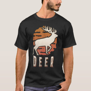 Hert Vintage Retro Klassiek Dier Zonsondergang T-shirt