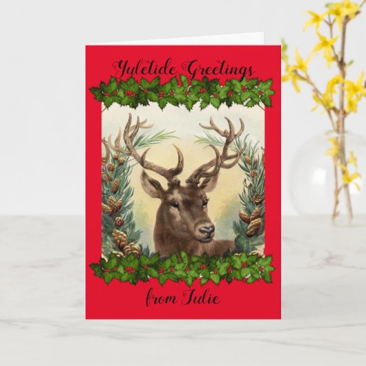 hert Yuletide Kaart (Gele Bloem)