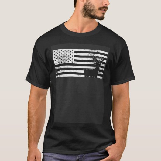 Herten Amerikaans Vlag Man Pa Hunter Camouflage H T-shirt (Voorkant)