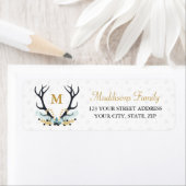 Herten Antler krans goud monogram adres Etiket (Insitu)