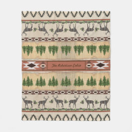 Herten Antler rustiek hout bos cabine familienaam Fleece Deken