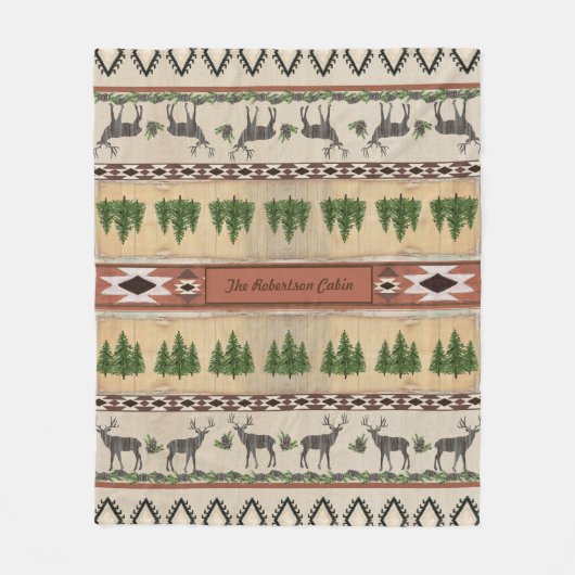 Herten Antler rustiek hout bos cabine familienaam Fleece Deken (Voorkant)