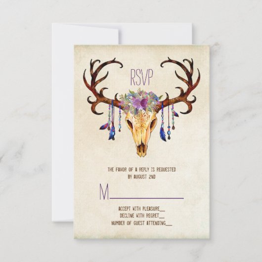 Herten Antler Rustieke Country Wedding RSVP (Voorkant)