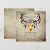 Herten Antler Schedel Rustiek Country Wedding Kaart (Voorkant / Achterkant)