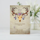 Herten Antler Schedel Rustiek Country Wedding RSVP (Staand voorkant)