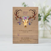 Herten Antler Schedel Rustiek Country Wedding RSVP (Staand voorkant)