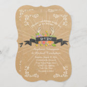 Herten Antler Wildflower Starburst rustieke bruilo Kaart (Voorkant / Achterkant)