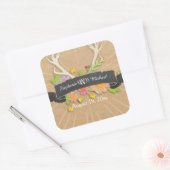 Herten Antler Wildflower Starburst rustieke bruilo Vierkante Sticker (Envelop)