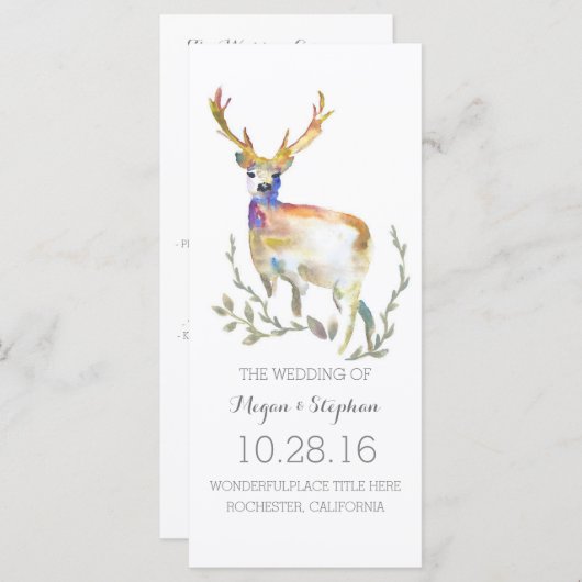 Herten Antlers bruiloft programma's (Voorkant / Achterkant)