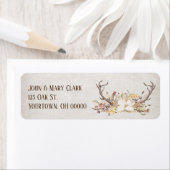 Herten Antlers en bloemenboeket Etiket (Insitu)