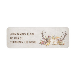 Herten Antlers en bloemenboeket Etiket