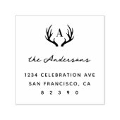 Herten Antlers Familienaam Initiaal Retouradres Zelfinktende Stempel (Design)