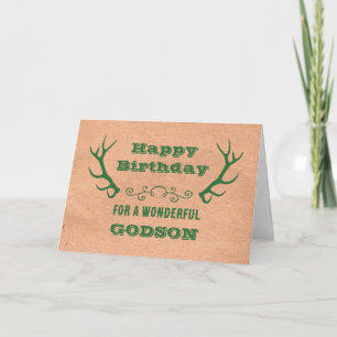 Herten Antlers Godson Verjaardag Kaart