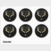 Herten Antlers Goud & Zwart Kerstfeest Ronde Sticker (Vel)