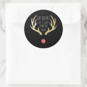 Herten Antlers Goud & Zwart Kerstfeest Ronde Sticker (Tas)