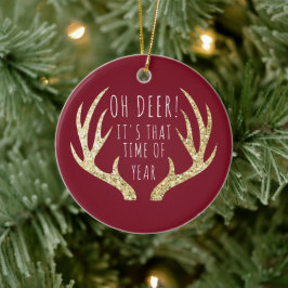 Herten Antlers Kerstvakantie Familie Foto Keramisch Ornament
