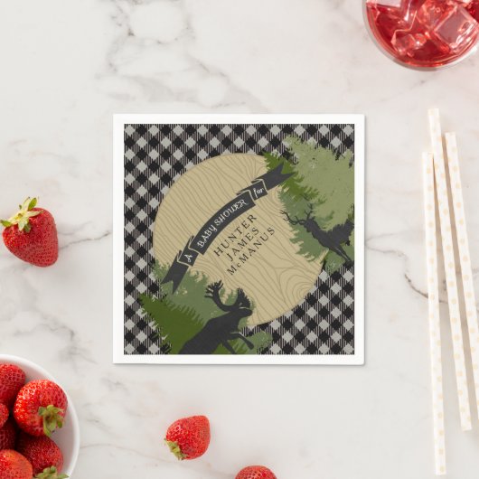 Herten Antlers Lumberjack Check Baby Jongen Douche Servet (Insitu)