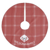 Herten Antlers Monogram Tartan Rood Kerstboom Rok (Voorkant)