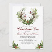 Herten Antlers, Vogels Holly Berry Kerstfeest Kaart (Voorkant)