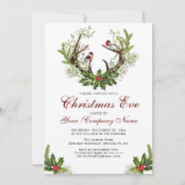 Herten Antlers, Vogels Holly Berry Kerstfeest Kaart
